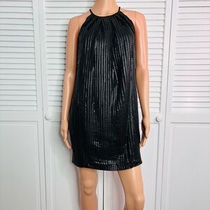 JAY GODFREY Black Faux Leather Scale Pattern Dress Size 4